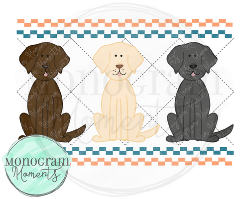 Boys faux smocking dog trio, labrador dogs