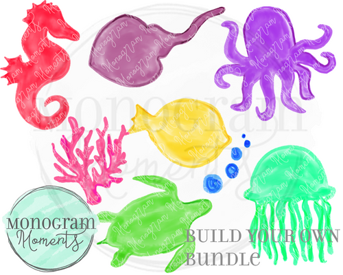 watercolor sea creatures sublimation