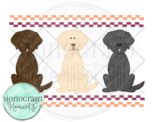 girls faux smocking dog trio, dog sublimation design