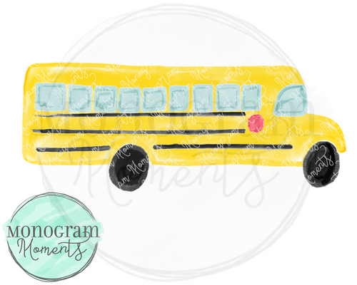 watercolor school bus, boys back to school sublimation design