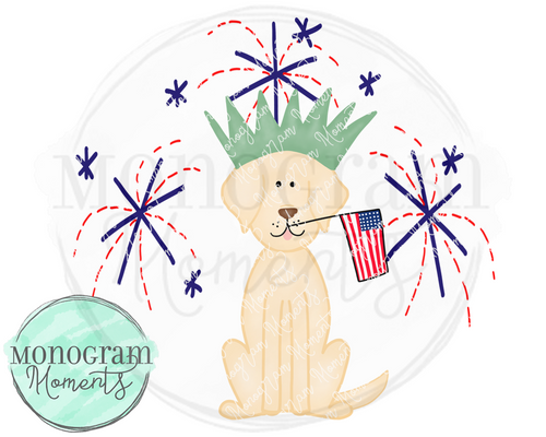 4th of july, watercolor dog, patriotic lab sublimation