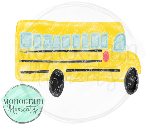 short watercolor school bus, boys school sublimation designs