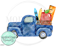 Blue School Vintage Truck Side