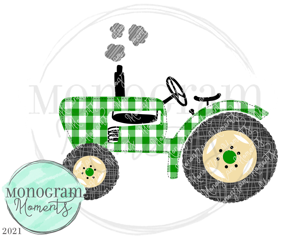 Green Tractor - Faux Appliqué