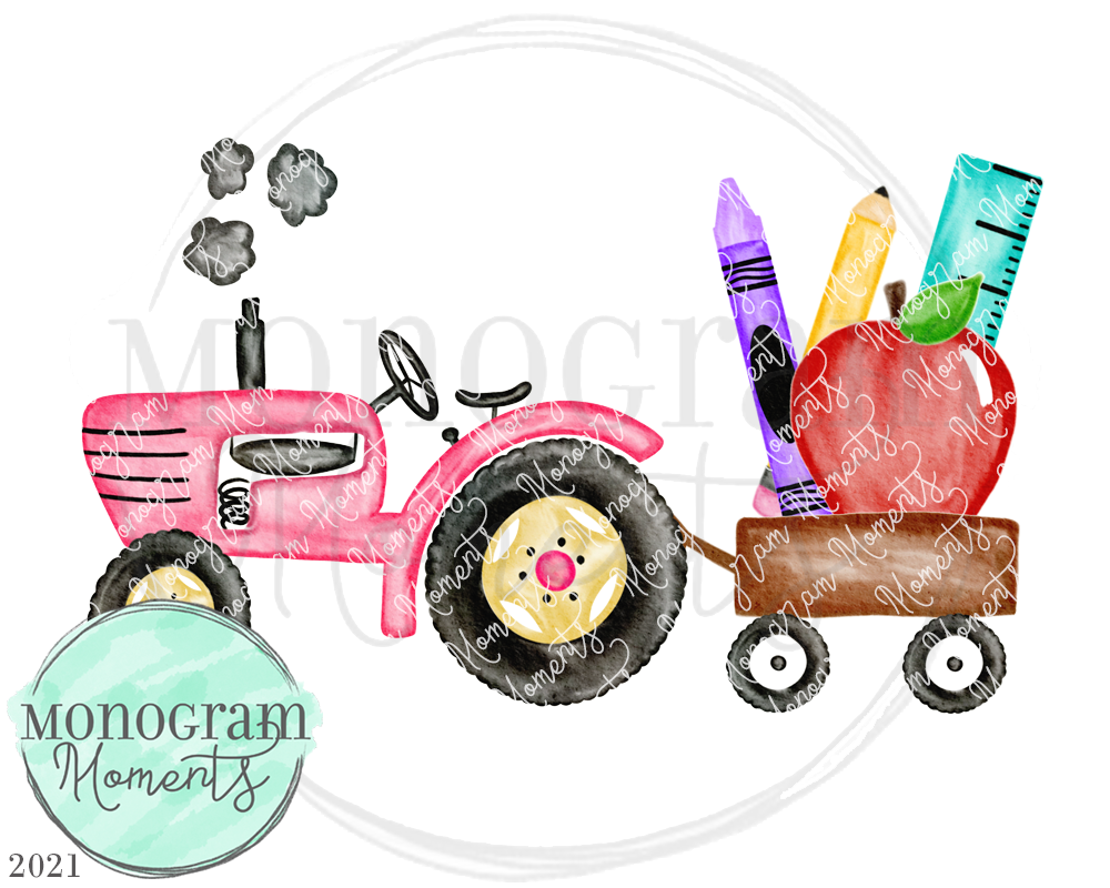Pink School Supplies Tractor