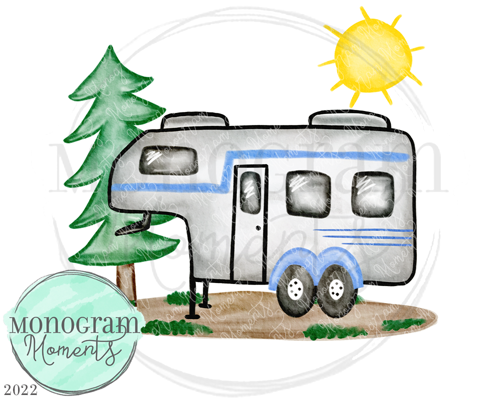 Blue Fifth Wheel Camper