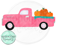 Pink Old Timey Truck with Pumpkins