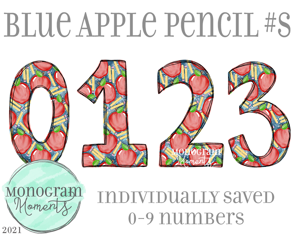 Blue Apple & Pencil Numbers