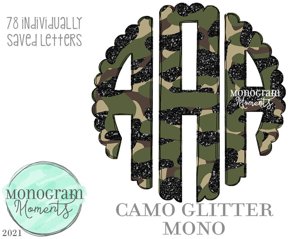 Camo Glitter Mono – Monogram Moments