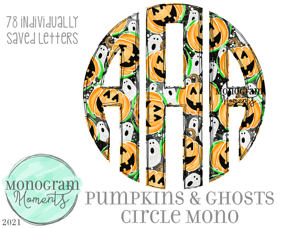 Pumpkins & Ghosts Circle Mono