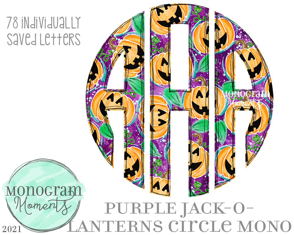 Purple Jack-O-Lanterns Circle Mono
