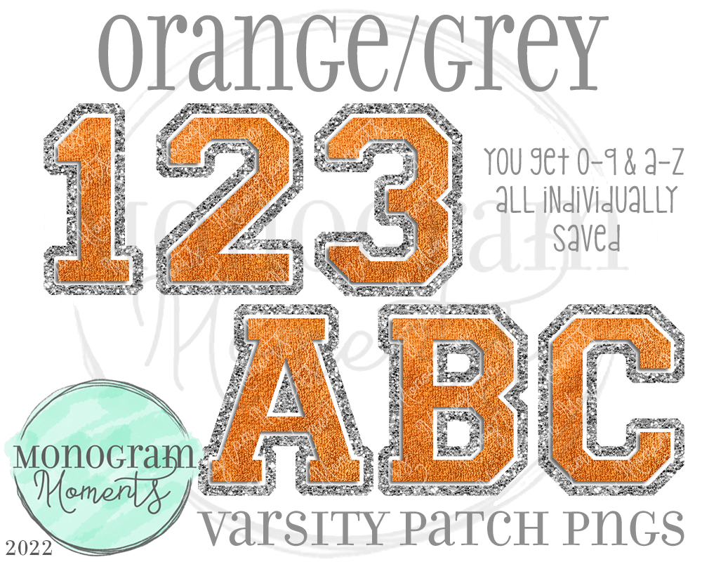 Orange/Grey Varsity Patch Alpha
