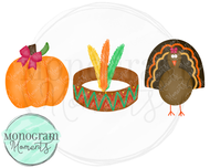 Girl's Thanksgiving Indian Trio