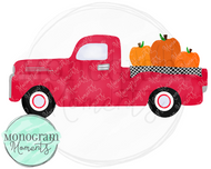 Red & Black Old Timey Truck with Pumpkins