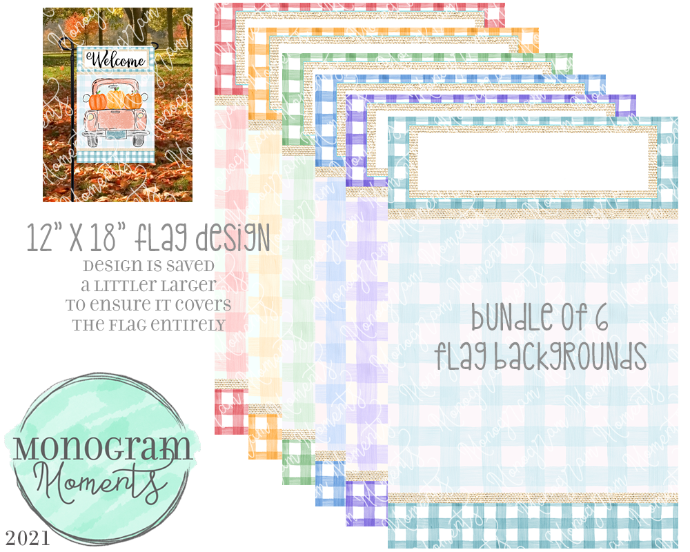 6 Gingham Flag Backgrounds - 12x18