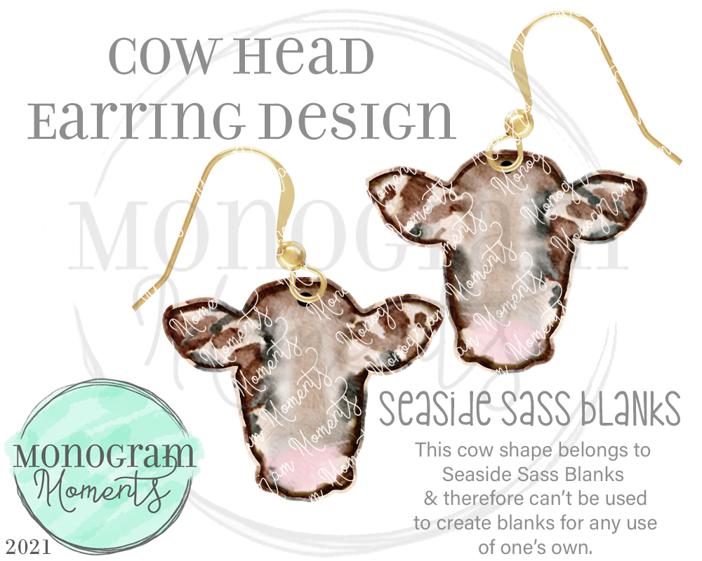 Cow Head Earring Design - Seaside Sass Blanks