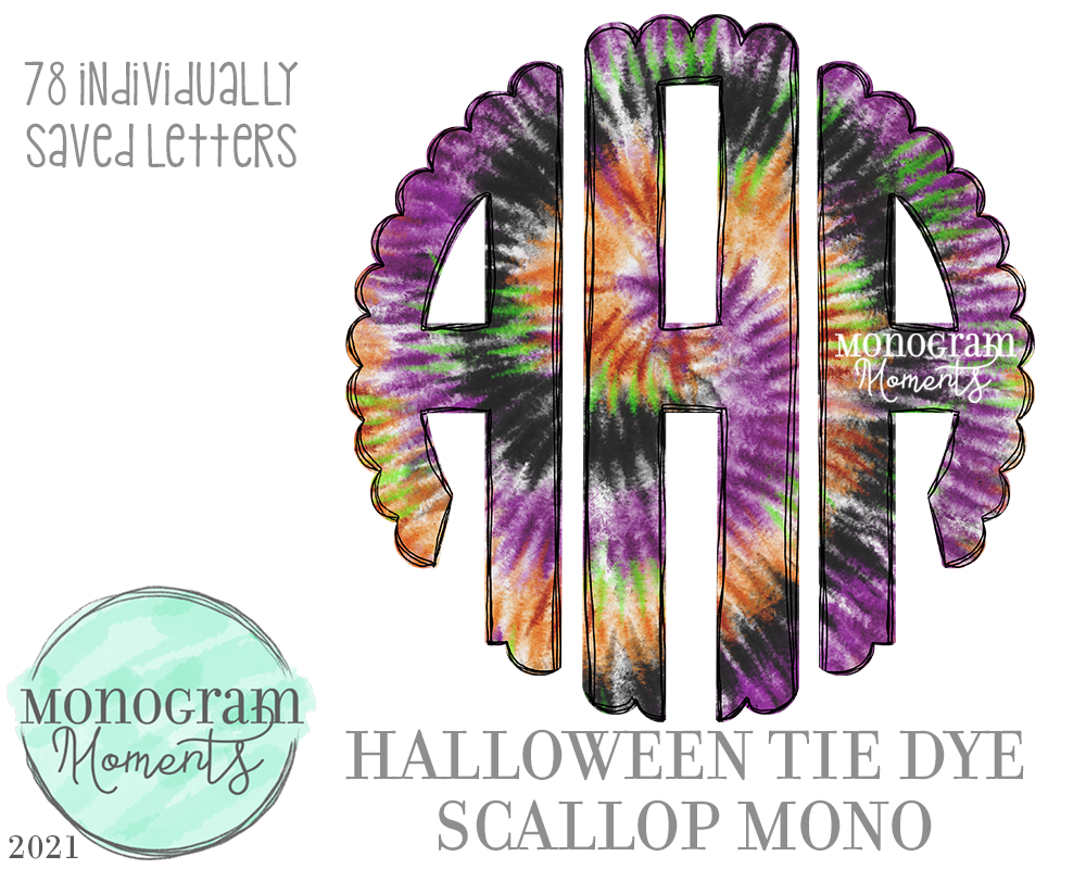 Halloween Tie Dye Scallop Mono