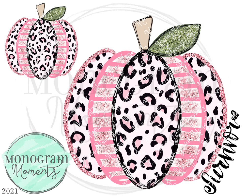 Pumpkin Leopard Print good monogram M