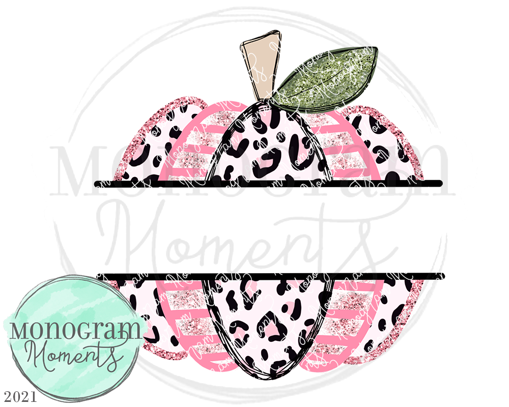 Pink Funky Leopard Pumpkin Name Plate