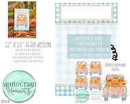 Teal Gingham 12x18 Flag Background - Matches Family Pumpkin Truck Design
