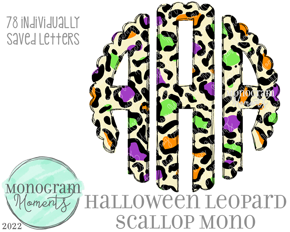 Halloween Leopard Scalloped Mono