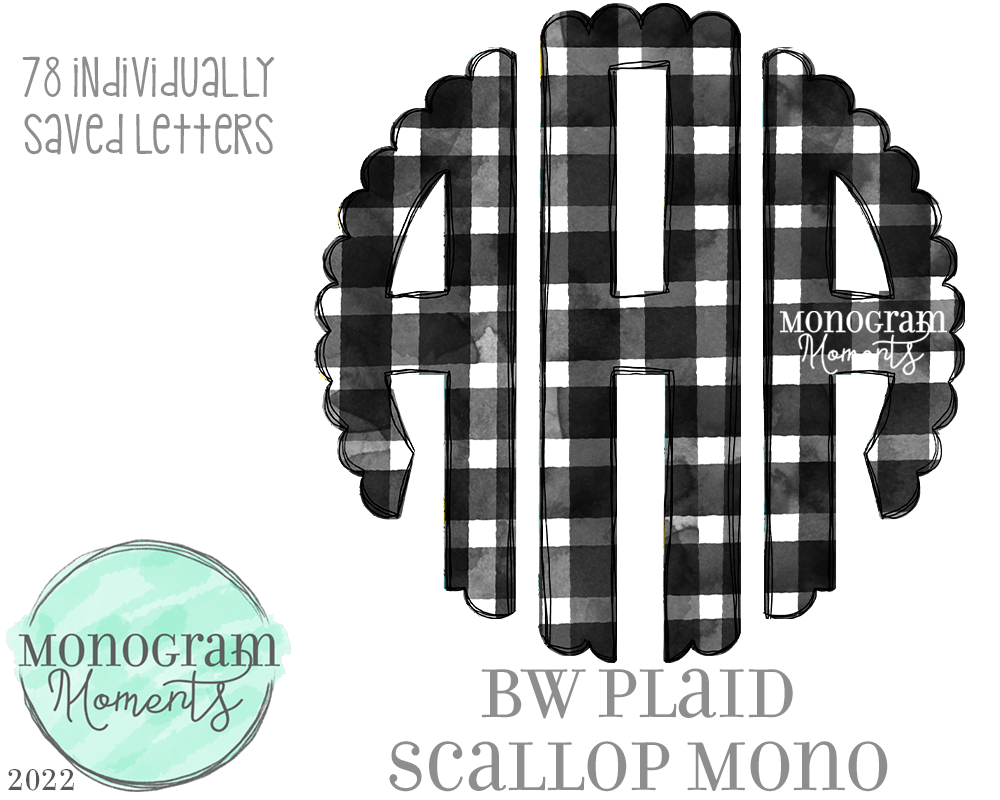 BW Plaid Scalloped Mono – Monogram Moments