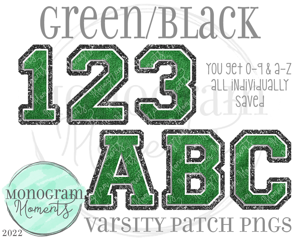 Green/Black Varsity Patch Alpha
