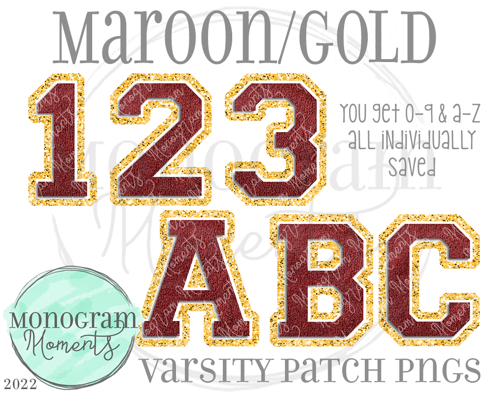 Maroon/Gold Varsity Patch Alpha