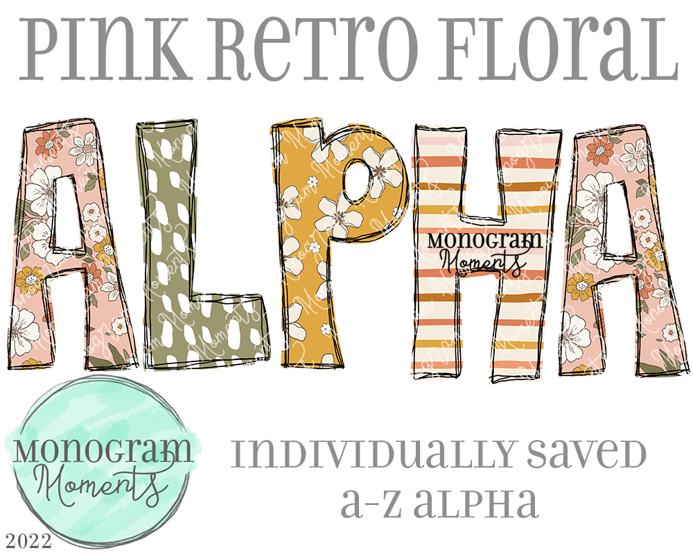 Pink Retro Floral Alpha