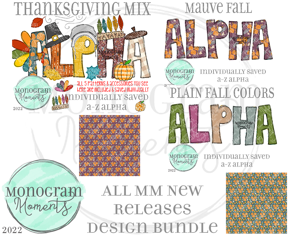 New Release Bundle 9/6/22 - Save 50% - 5 Total Designs