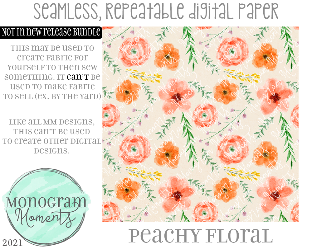 Peachy Floral Digital Paper