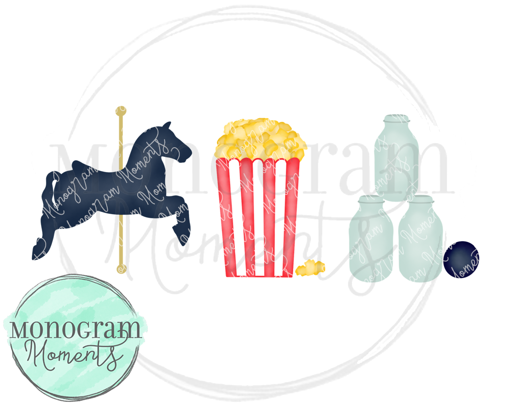 Boy's Carousel Horse & Popcorn Trio