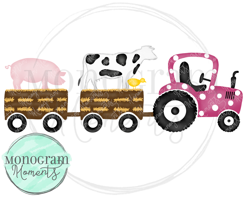 Girl's Pink Farm Animal Tractor