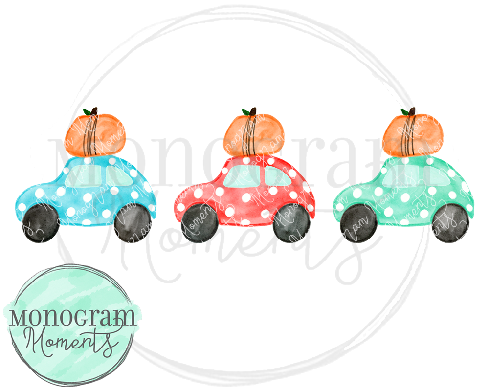Girl's Pumpkin Car Trio