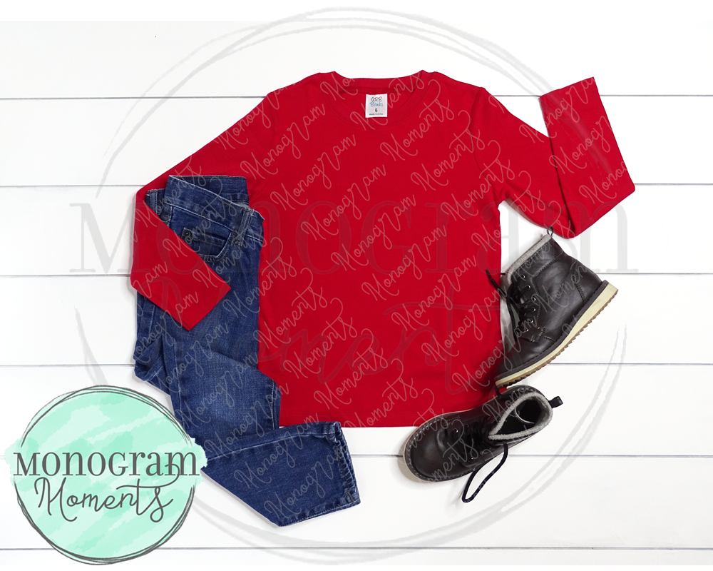 Red LS, Jeans & Boots Mock Up - ARB Blanks