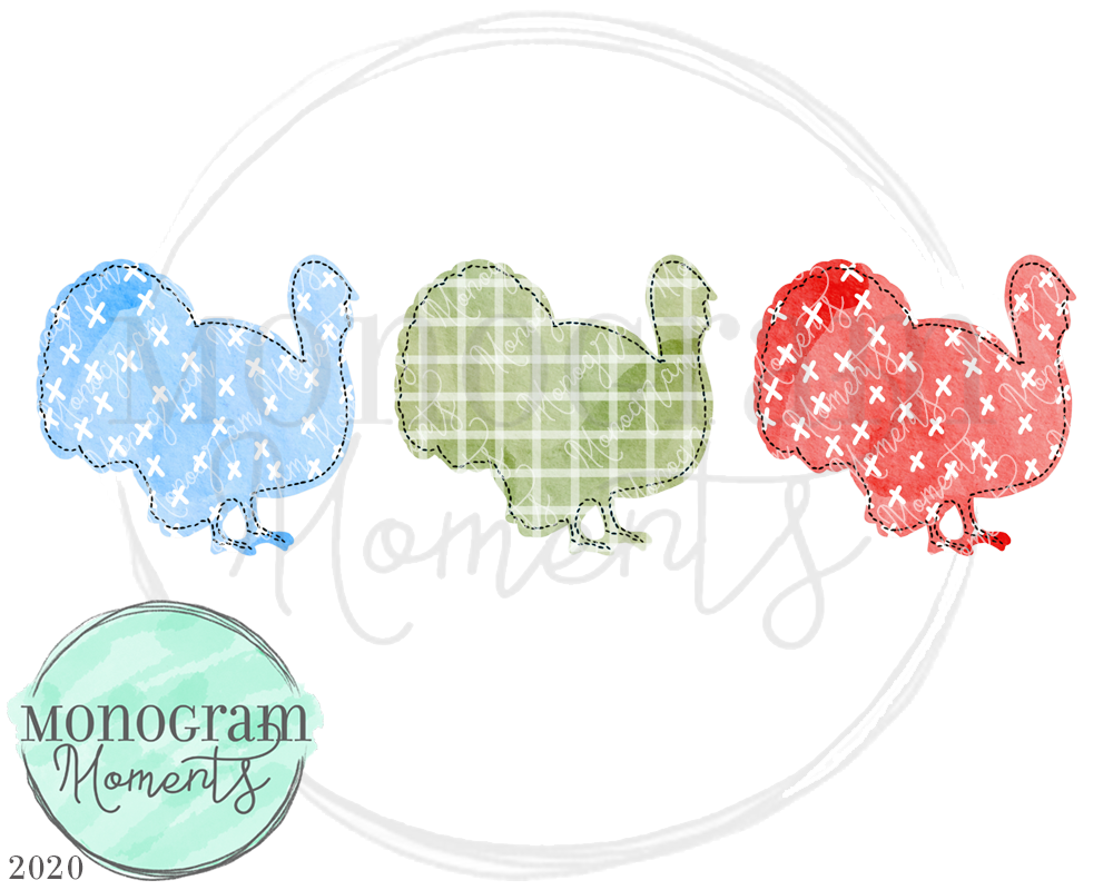 Watercolor Turkey Patterns Trio