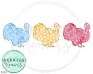 Girl's Watercolor Turkey Patterns Trio