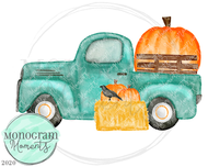 Turquoise Pumpkin & Hay Bales Truck