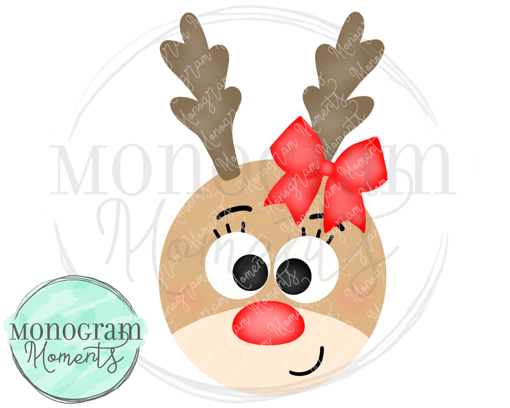 Girl's Cute Reindeer Face – Monogram Moments