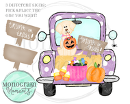 Purple Trunk-or-Treat Truck & Yellow Lab