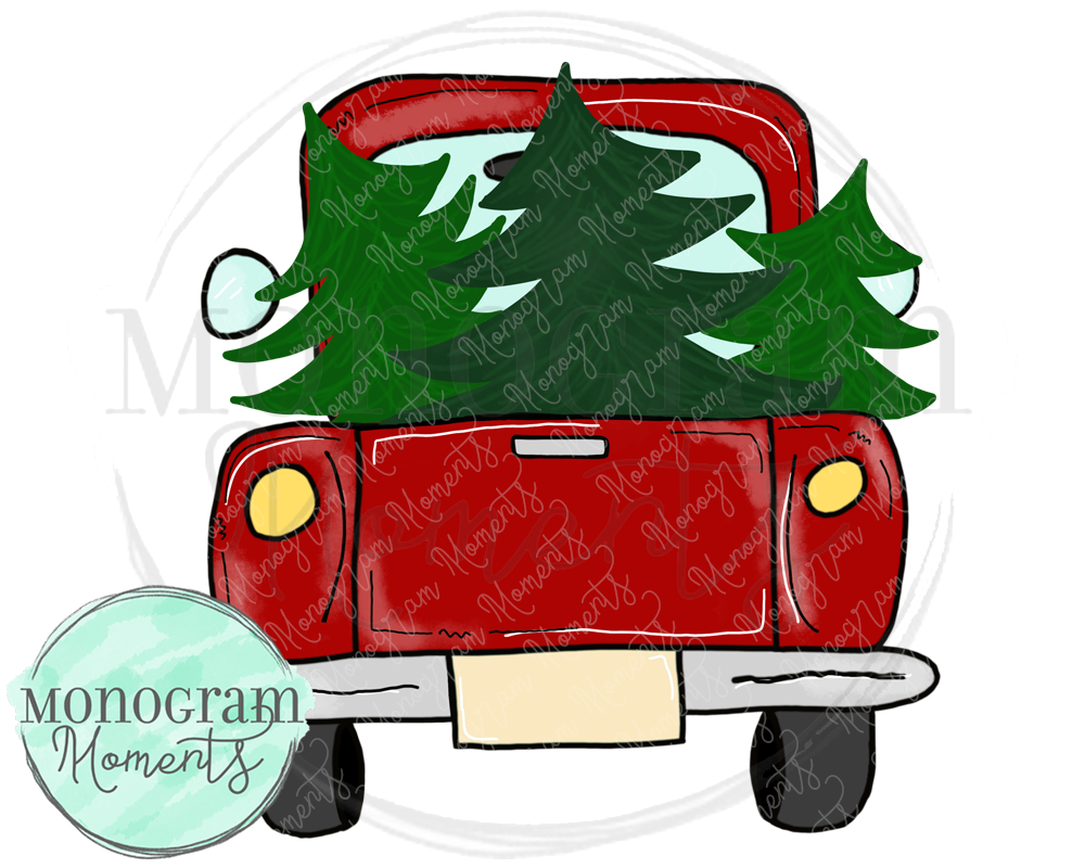 Back of Vintage Truck Christmas Trees