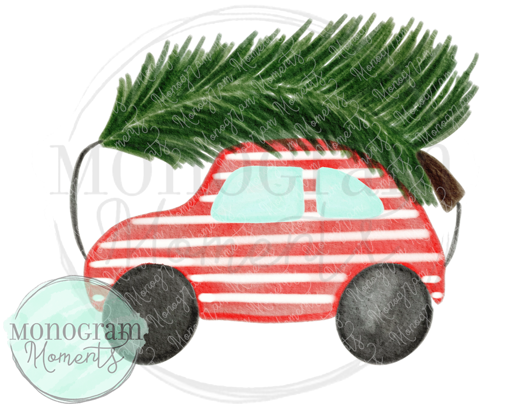Striped Christmas Tree Car