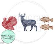 Turkey, Deer, & Fish Trio