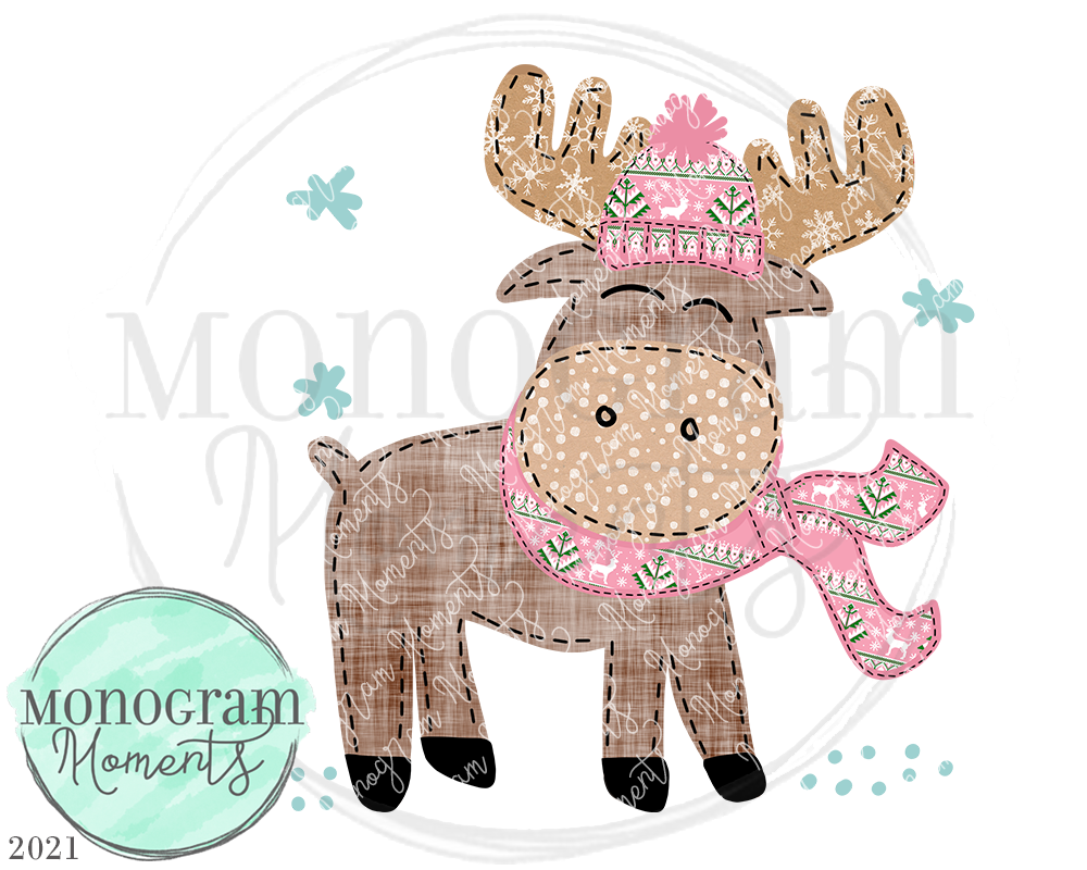 Pink Winter Moose Stitch