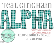 Teal Gingham Alpha - Matches Santa Alphas