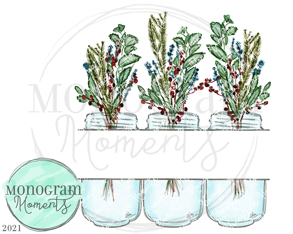 Winter Floral Mason Jar Name Plate