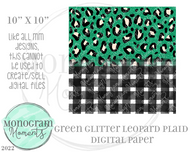 Green Glitter Leopard Plaid DP