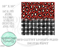 Red Glitter Leopard Plaid DP