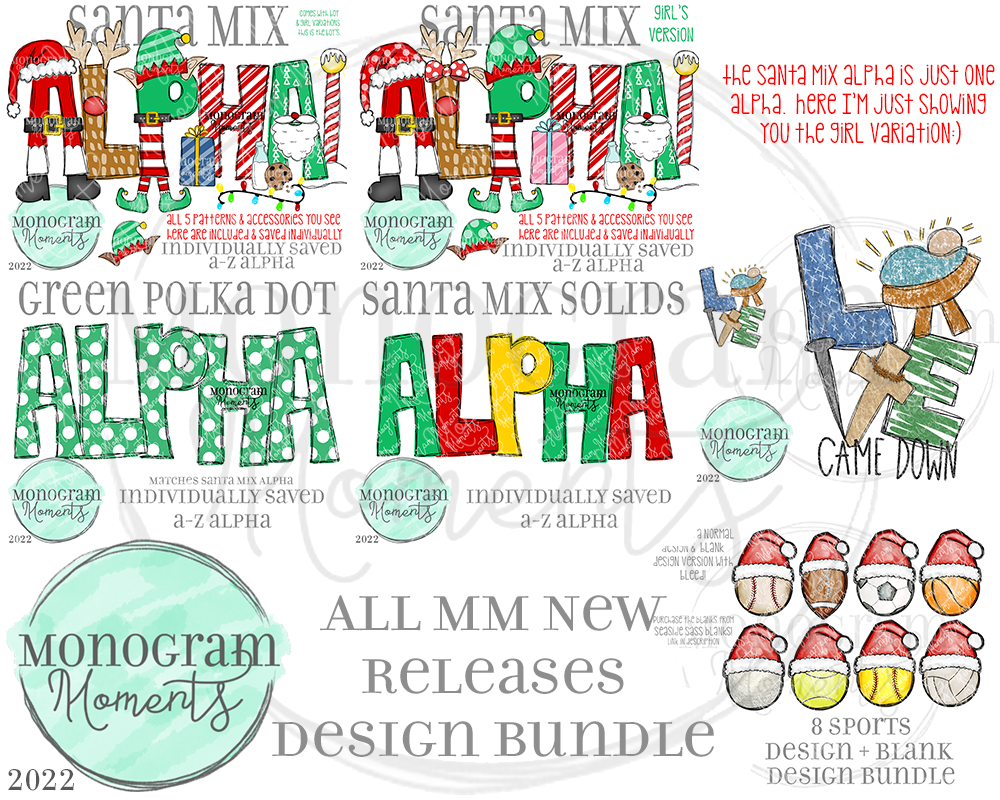 New Release Bundle 10/25/22 - Save 50% - 12 Total Designs