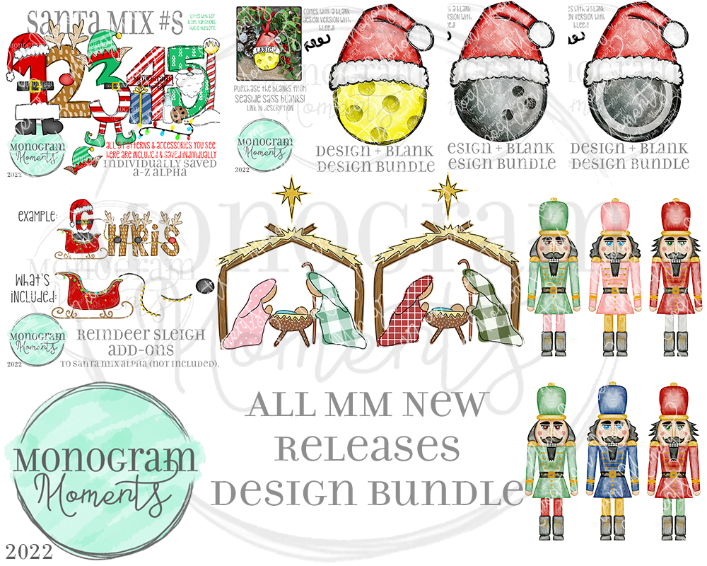 New Release Bundle 11-01/22 - Save 50% - 9 Total Designs – Monogram Moments